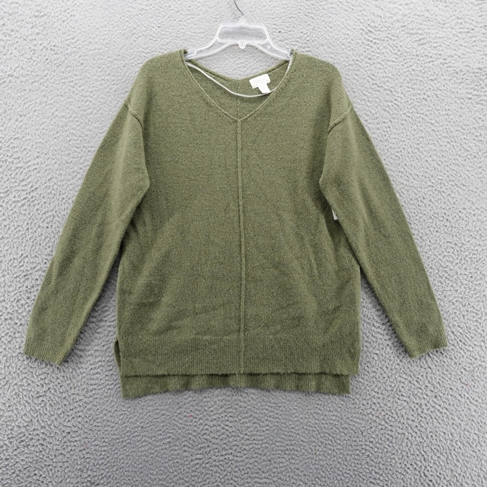 CASLON Olive Green V Neck Textured Pullover Sweater Womens Small‎ NEW